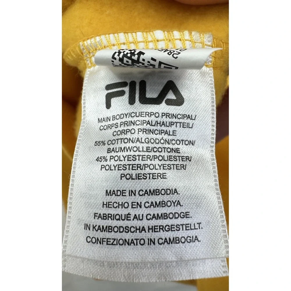 FILA Yellow Sweatshirt‎ Hoodie Kangaroo Pocket Logo Pullover Athletic Medium